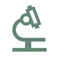 Green icon representing a microscope
