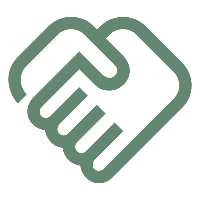 Green icon showing two hands shaking